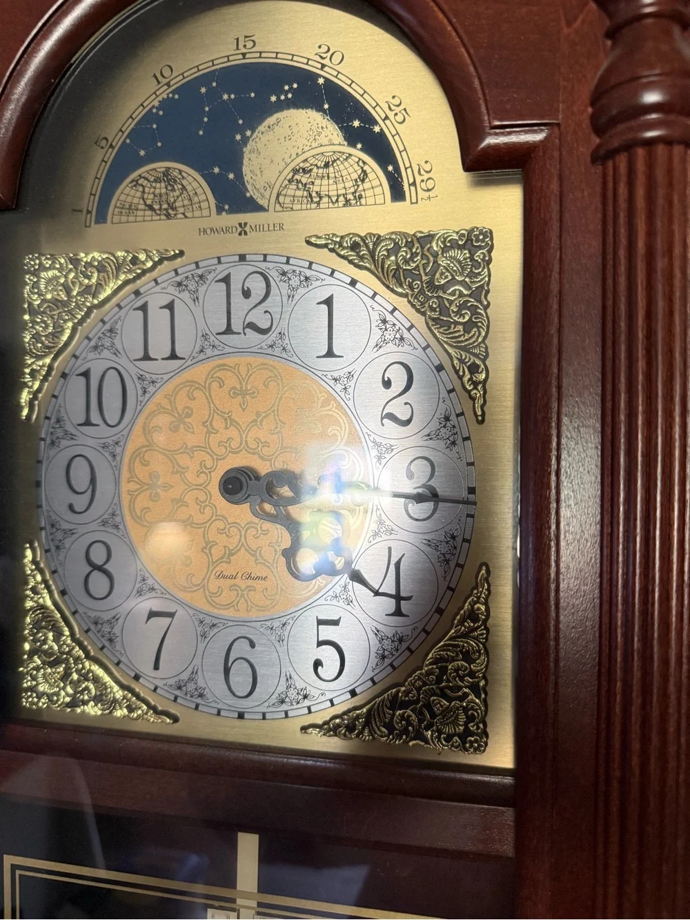 Howard Miller Wall Pendulum Clock in Rich Mahogany